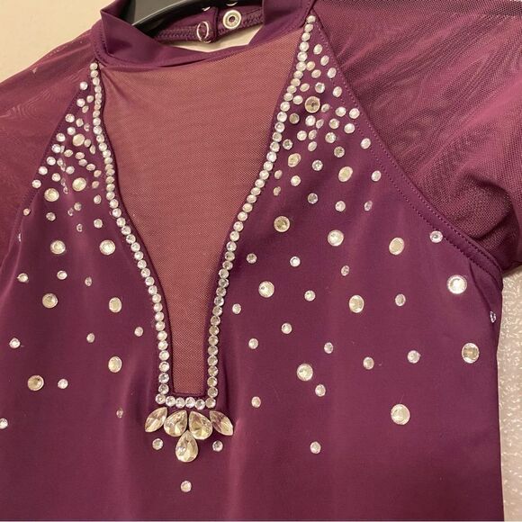 Weissman Balera solo Dance costume purple Long Poet Sleeve Leotard MT11817 MC - Picture 4 of 12